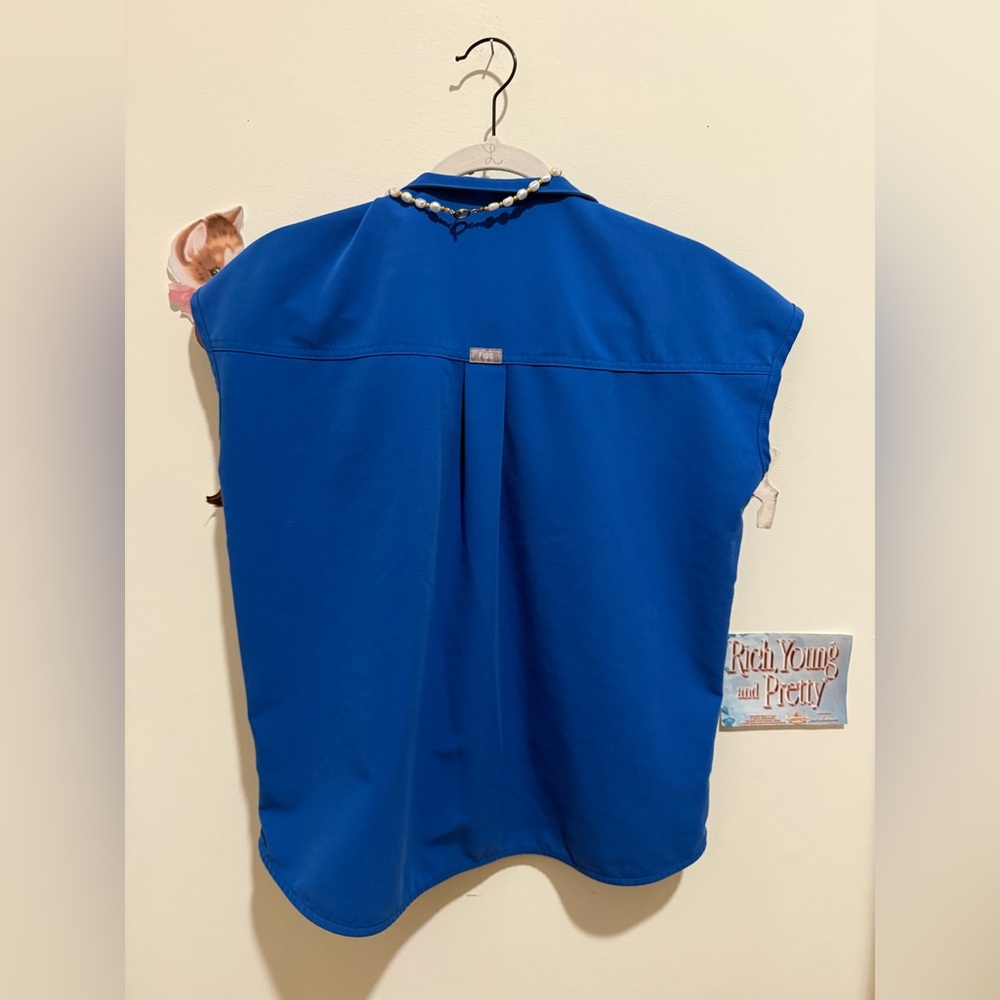 FIGS Royal Blue Sleeveless Polo Top - Picture 6 of 12